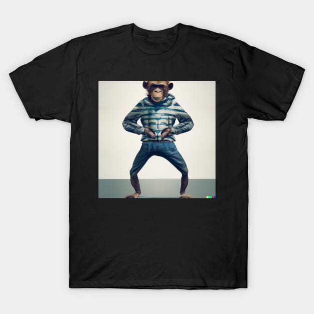 Monkey with Human Clothing Design Funky and colorful T-Shirt by Eternal Experience